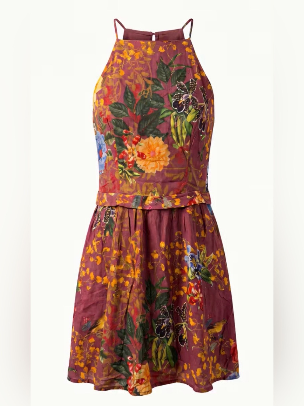 NWOT FARM RIO Floral Halter Summer Dress in Burgundy
